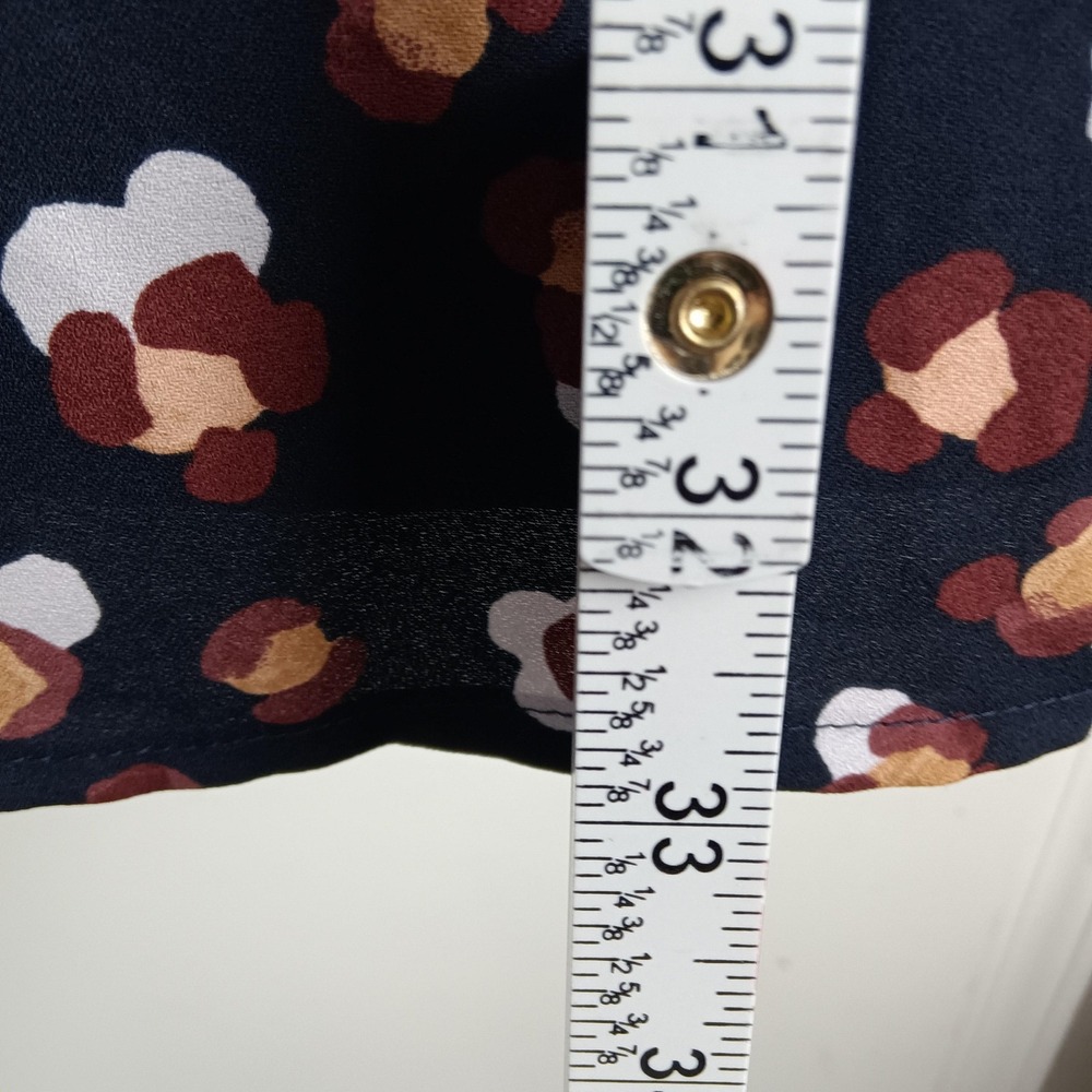 Ann Taylor Dress Womens XS Navy Blue Abstract Dot Puff Sleeve Lined Peasant - Picture 11 of 11